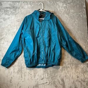 Vintage Columbia Men’s Teal Rain Jacket w/ hideaway Hood Size‎ Large